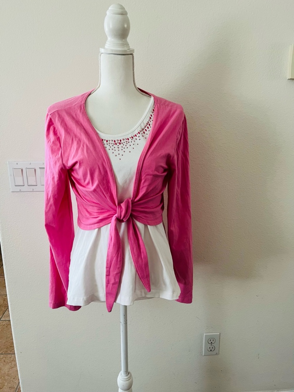 Pink Tie-Front Women's Top